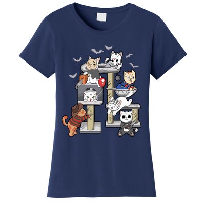 Funny Cat Horror Movies Cute Halloween Cat Lovers Matching Women's T-Shirt