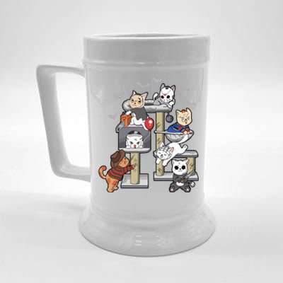 Funny Cat Horror Movies Cute Halloween Cat Lovers Matching Beer Stein