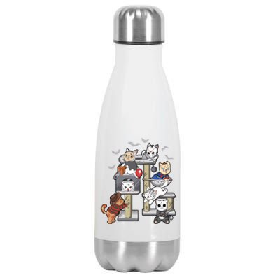 Funny Cat Horror Movies Cute Halloween Cat Lovers Matching Stainless Steel Insulated Water Bottle