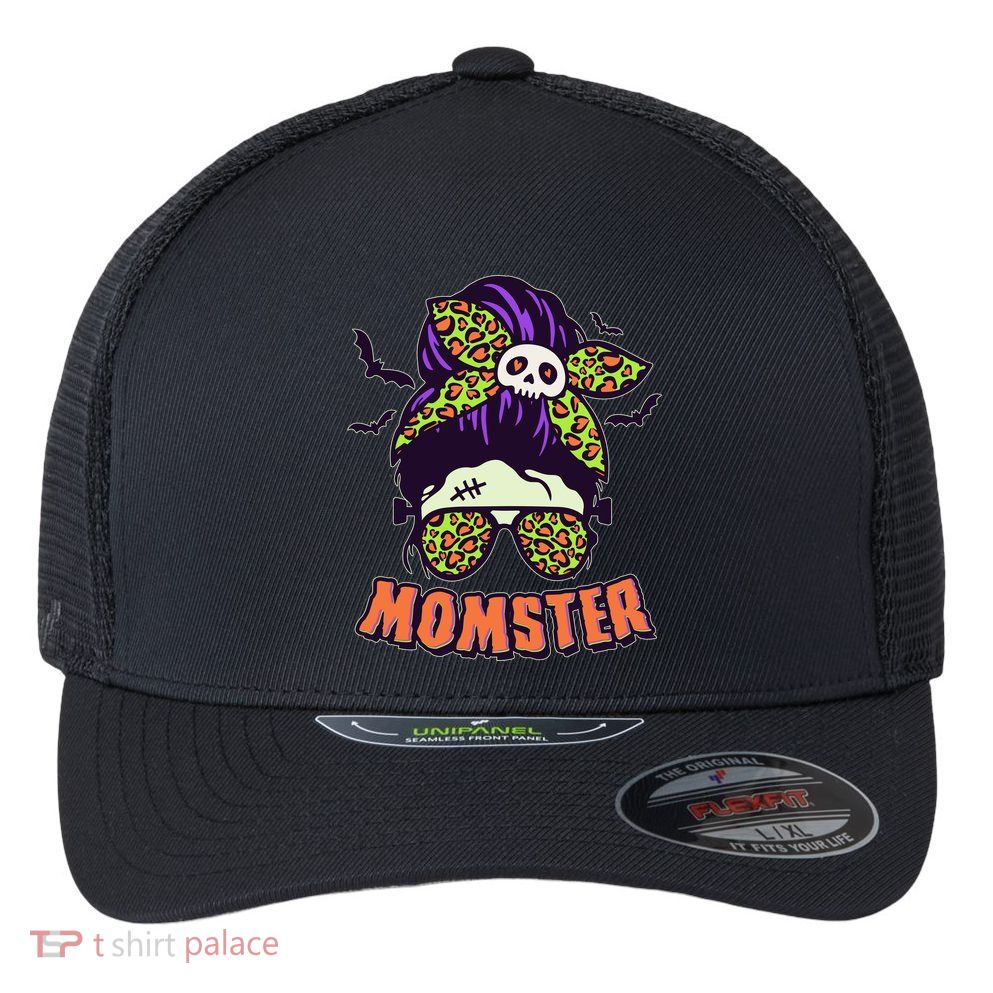 Funny Cute Halloween Momster Flexfit Unipanel Trucker Cap