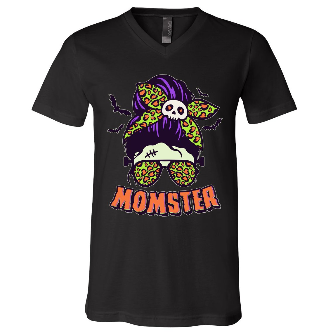 Funny Cute Halloween Momster V-Neck T-Shirt