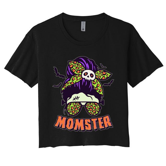 Funny Cute Halloween Momster Crop Top