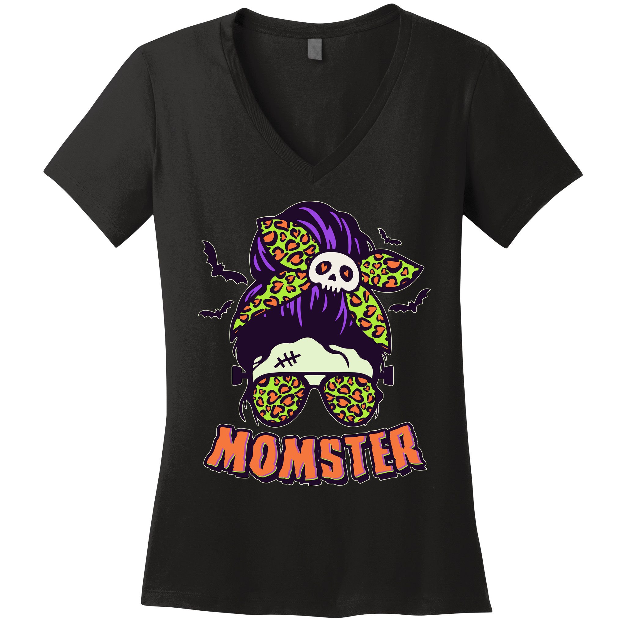 Funny Cute Halloween Momster Women's V-Neck T-Shirt