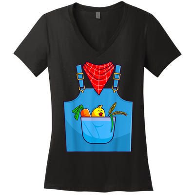 Farmer Costume Halloween Simple Cute Farm Wo  Kid Women's V-Neck T-Shirt