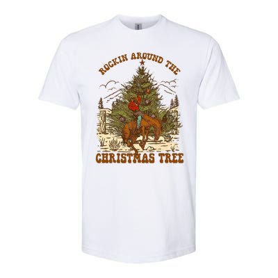 Funny Cowboy Horsing Rocking Around Christmas Tree Western Softstyle CVC T-Shirt