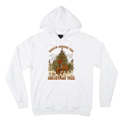 Funny Cowboy Horsing Rocking Around Christmas Tree Western Hoodie