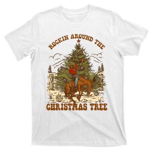 Funny Cowboy Horsing Rocking Around Christmas Tree Western T-Shirt