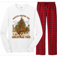 Funny Cowboy Horsing Rocking Around Christmas Tree Western Long Sleeve Pajama Set