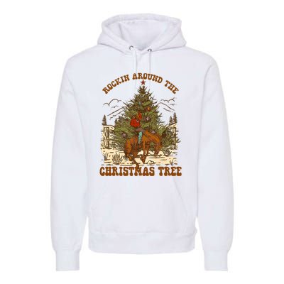 Funny Cowboy Horsing Rocking Around Christmas Tree Western Premium Hoodie