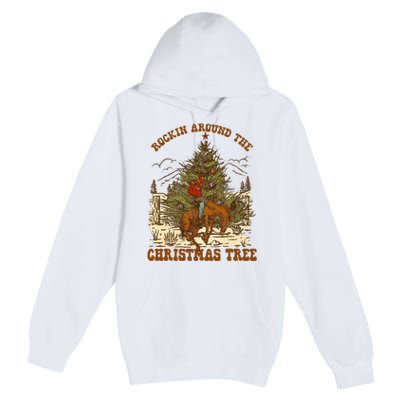 Funny Cowboy Horsing Rocking Around Christmas Tree Western Premium Pullover Hoodie