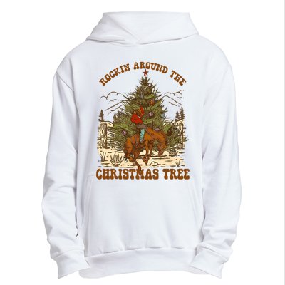 Funny Cowboy Horsing Rocking Around Christmas Tree Western Urban Pullover Hoodie