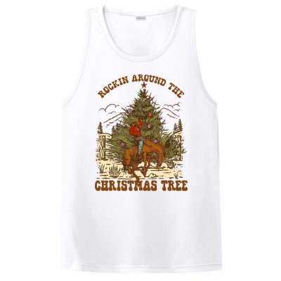 Funny Cowboy Horsing Rocking Around Christmas Tree Western PosiCharge Competitor Tank