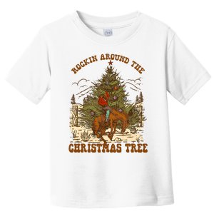 Funny Cowboy Horsing Rocking Around Christmas Tree Western Toddler T-Shirt