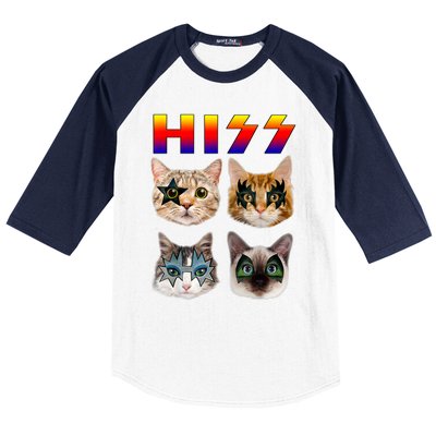 Funny Cat Hiss Rock And Roll For Cat Lover, Cat Dad, Cat Mom Baseball Sleeve Shirt