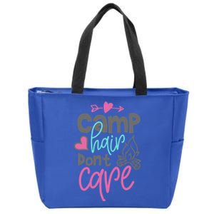 Funny Camp Hair Dont Care Camping Lover Cute Camper Gift Zip Tote Bag