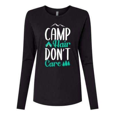 Funny Camp Hair Don't Care Womens Cotton Relaxed Long Sleeve T-Shirt