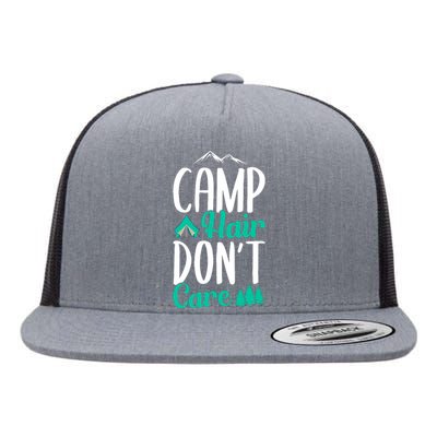 Funny Camp Hair Don't Care Flat Bill Trucker Hat