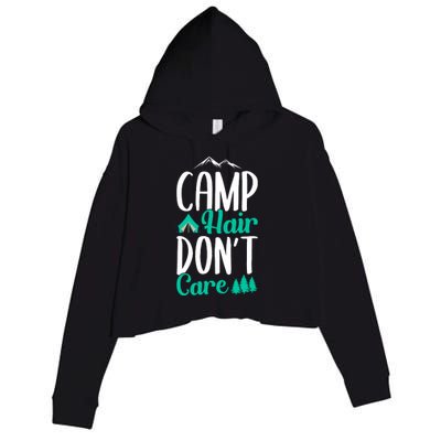 Funny Camp Hair Don't Care Crop Fleece Hoodie