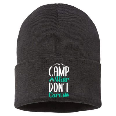 Funny Camp Hair Don't Care Sustainable Knit Beanie