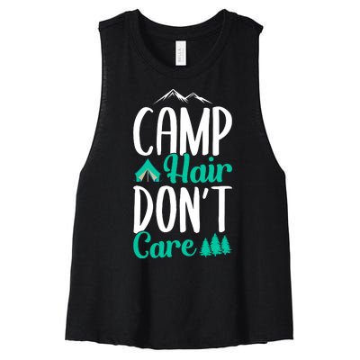 Funny Camp Hair Don't Care Women's Racerback Cropped Tank