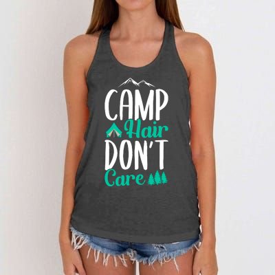 Funny Camp Hair Don't Care Women's Knotted Racerback Tank