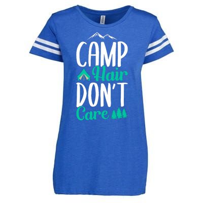 Funny Camp Hair Don't Care Enza Ladies Jersey Football T-Shirt