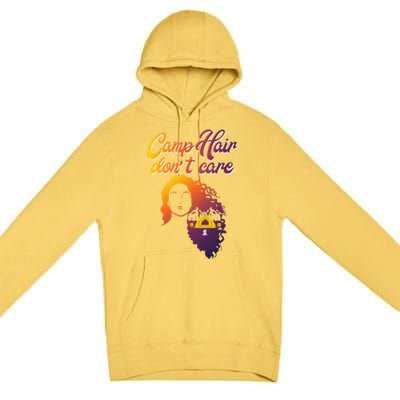 Funny Camp Hair Dont Care Design Love Camping Gift Premium Pullover Hoodie