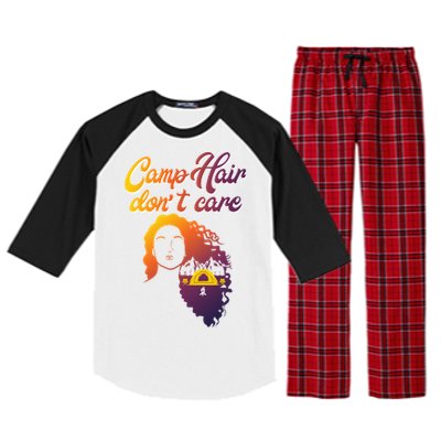 Funny Camp Hair Dont Care Design Love Camping Gift Raglan Sleeve Pajama Set