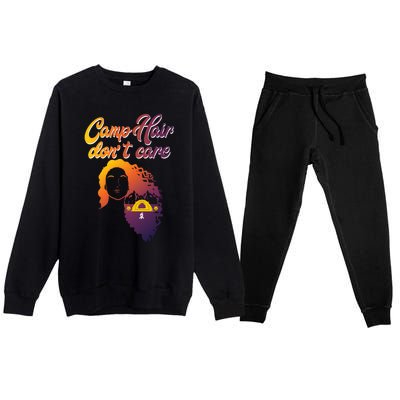 Funny Camp Hair Dont Care Design Love Camping Gift Premium Crewneck Sweatsuit Set