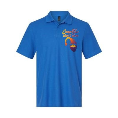 Funny Camp Hair Dont Care Design Love Camping Gift Softstyle Adult Sport Polo