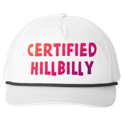 Funny Certified Hillbilly Bumpkin Cracker Rural Redneck Gift Snapback Five-Panel Rope Hat