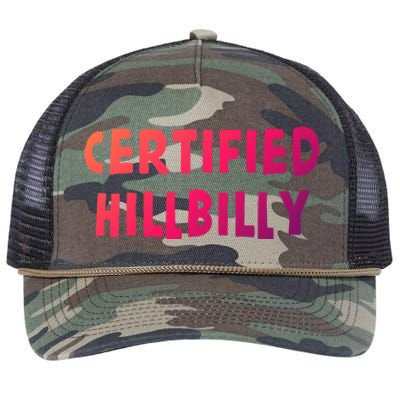 Funny Certified Hillbilly Bumpkin Cracker Rural Redneck Gift Retro Rope Trucker Hat Cap