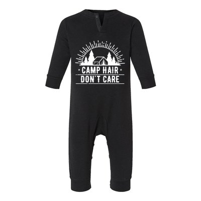 Funny Camp Hair Dont Care For Summer Camping Trips Gift Infant Fleece One Piece