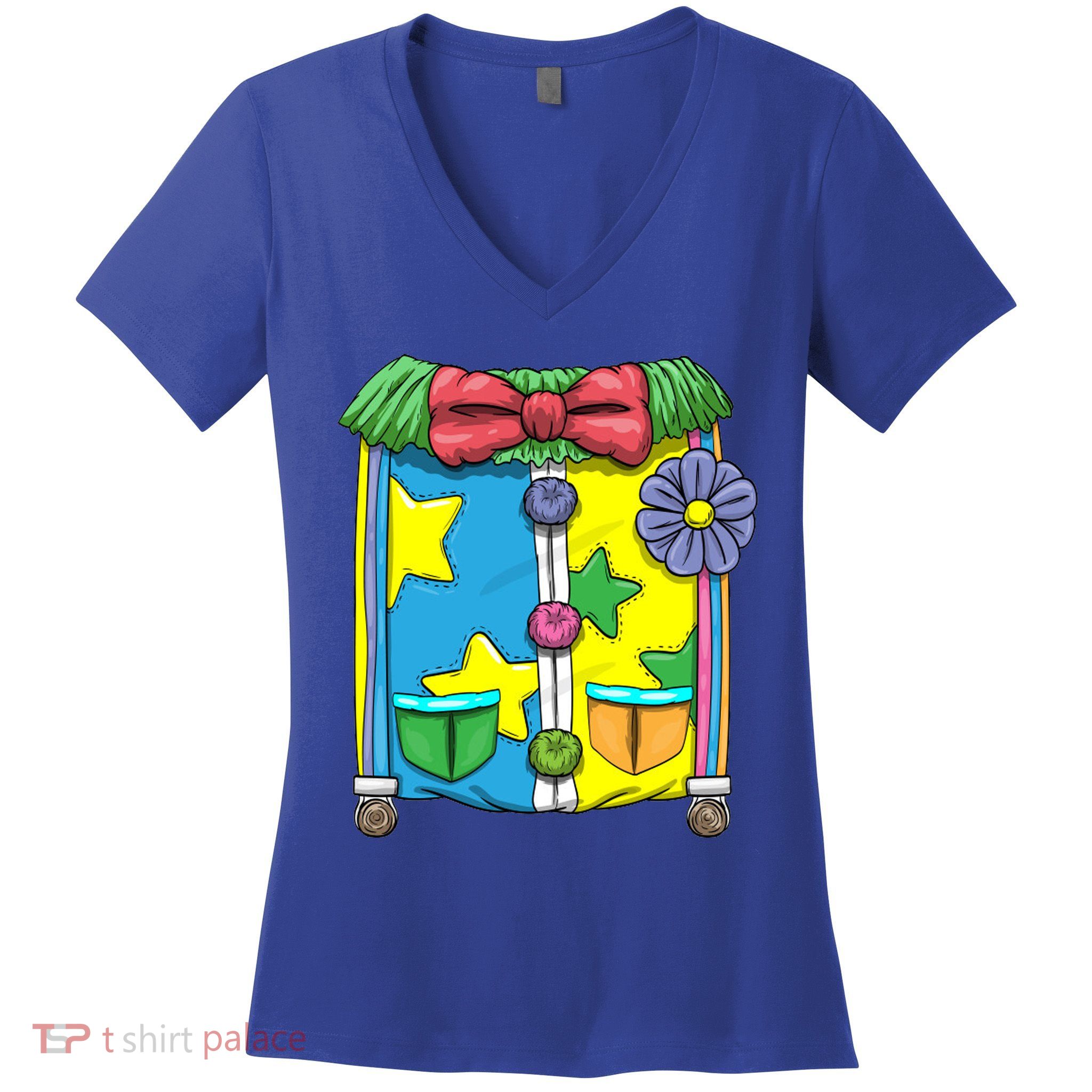 Funny Clown Halloween Costume Suit Women's V-Neck T-Shirt