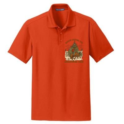 Funny Cow Horsing Rocking Around Christmas Tree Western Cute Gift Dry Zone Grid Polo