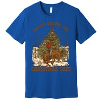 Funny Cow Horsing Rocking Around Christmas Tree Western Cute Gift Premium T-Shirt