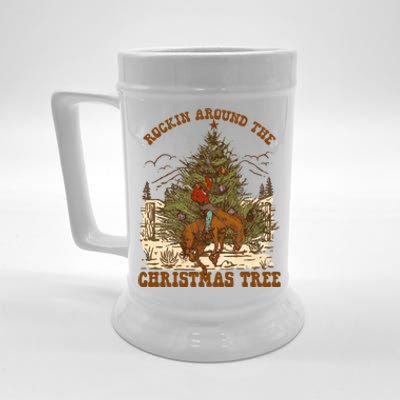 Funny Cow Horsing Rocking Around Christmas Tree Western Cute Gift Beer Stein