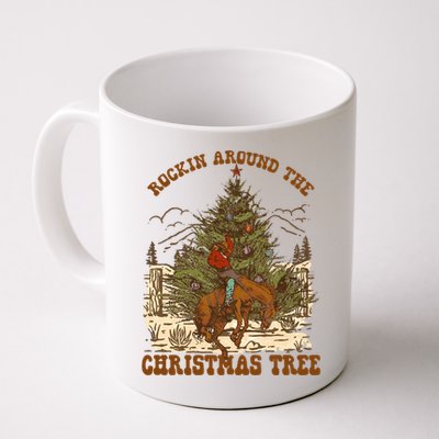 Funny Cow Horsing Rocking Around Christmas Tree Western Cute Gift Coffee Mug