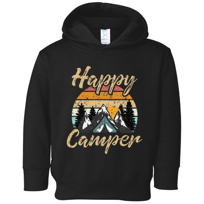 Funny Camping Hiking Lover Present Happy Camper Gift Toddler Hoodie