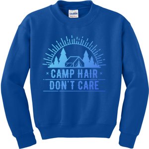 Funny Camp Hair Dont Care For Summer Camping Trips Gift Kids Sweatshirt