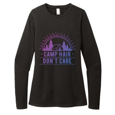 Funny Camp Hair Dont Care For Summer Camping Trips Gift Womens CVC Long Sleeve Shirt