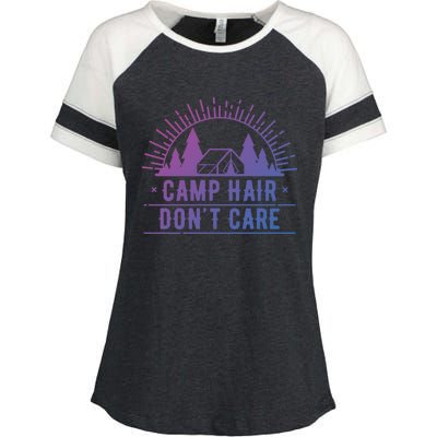 Funny Camp Hair Dont Care For Summer Camping Trips Gift Enza Ladies Jersey Colorblock Tee