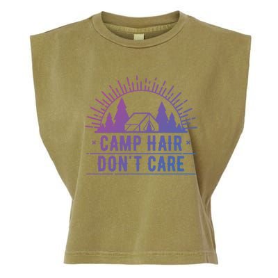 Funny Camp Hair Dont Care For Summer Camping Trips Gift Garment-Dyed Women's Muscle Tee