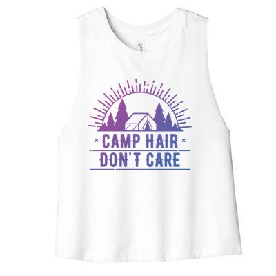 Funny Camp Hair Dont Care For Summer Camping Trips Gift Women's Racerback Cropped Tank