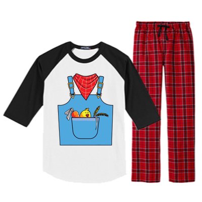 Farmer Costume Halloween Simple Cute Farm Women Men Kids Raglan Sleeve Pajama Set