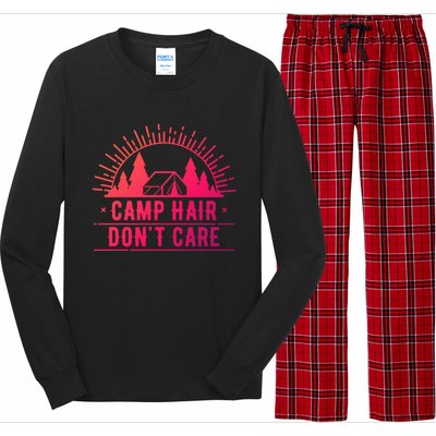 Funny Camp Hair Dont Care For Summer Camping Trips Gift Long Sleeve Pajama Set