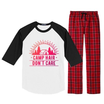 Funny Camp Hair Dont Care For Summer Camping Trips Gift Raglan Sleeve Pajama Set