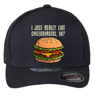 Funny Cheeseburger Hamburger Design Burger Lover Flexfit Unipanel Trucker Cap