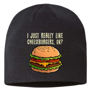 Funny Cheeseburger Hamburger Design Burger Lover Sustainable Beanie