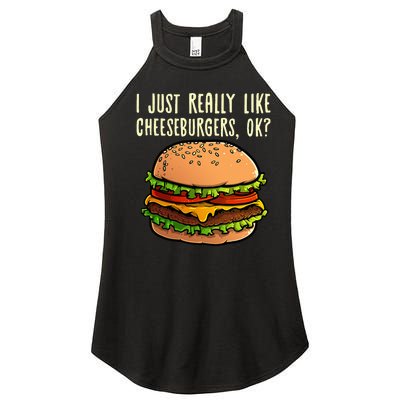 Funny Cheeseburger Hamburger Design Burger Lover Women’s Perfect Tri Rocker Tank